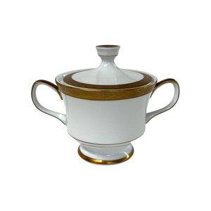 Sango Royalty Pattern White Gold Trim Sugar Bowl and Lid 1970s